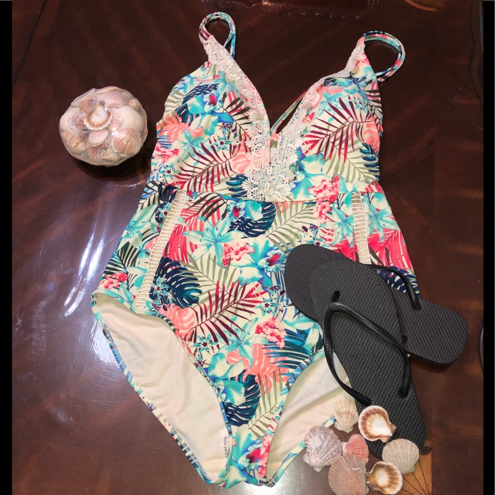 👙🌞New Tropical 🏝Print 1pc Swim 🏊♀️Suit - Picture 2 of 8